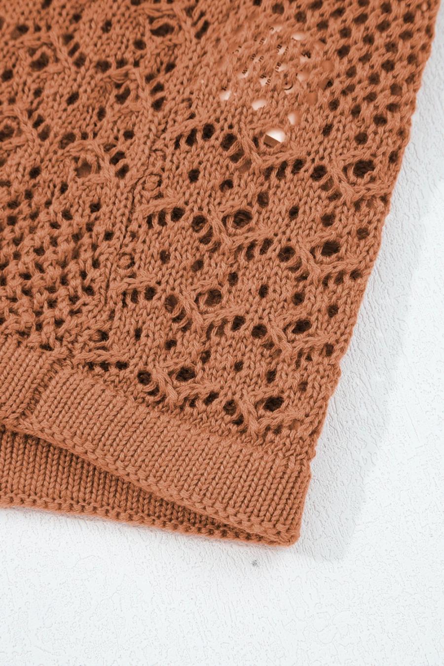 Mujer | Cárdigan Abierto De Punto Calado Con Patrón De Mezcla De Nudos De Secuoya