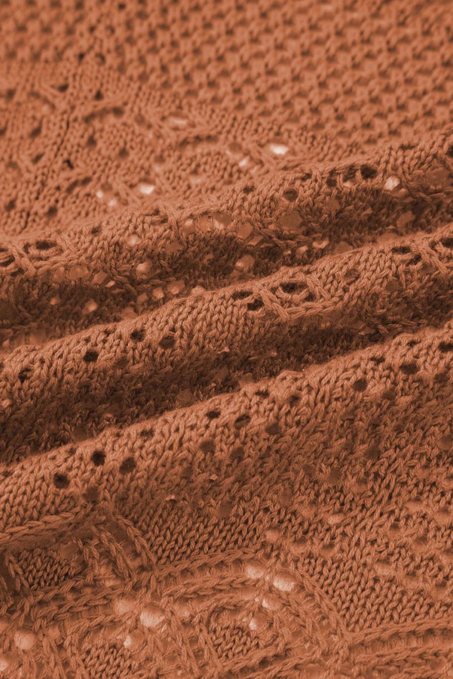 Mujer | Cárdigan Abierto De Punto Calado Con Patrón De Mezcla De Nudos De Secuoya