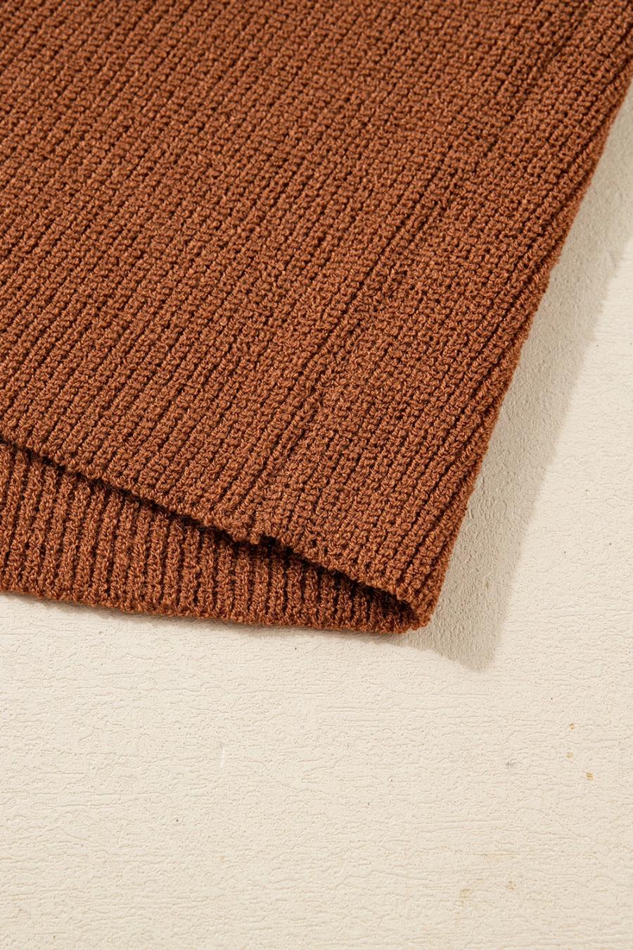 Mujer | Cárdigan De Punto Con Escote En V En Color Castaño En Contraste