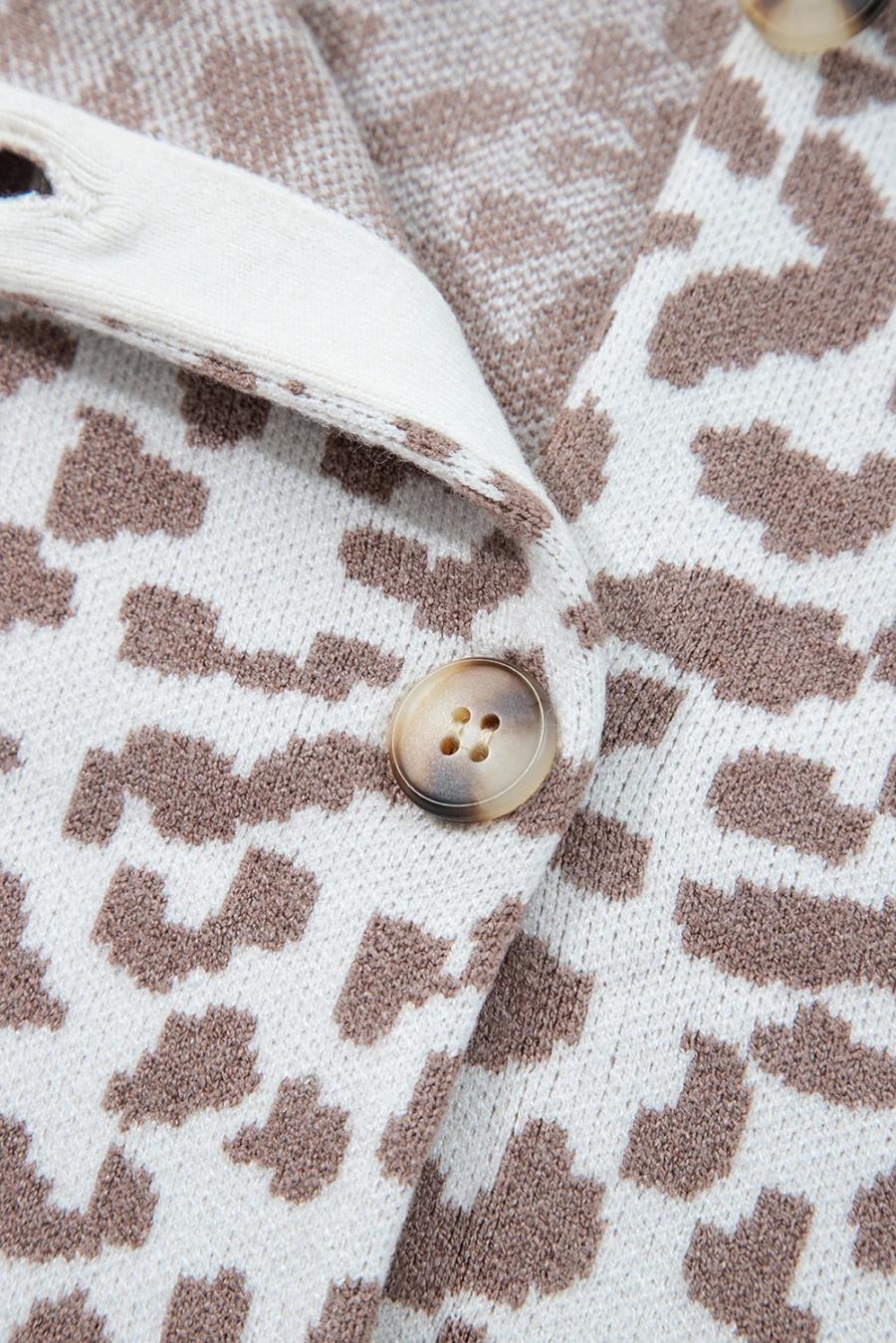 Mujer | Cárdigan De Punto Con Hombros Caídos Y Estampado De Leopardo En Color Caqui