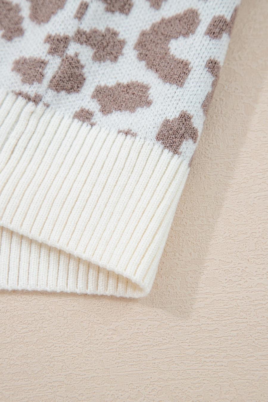 Mujer | Cárdigan De Punto Con Hombros Caídos Y Estampado De Leopardo En Color Caqui