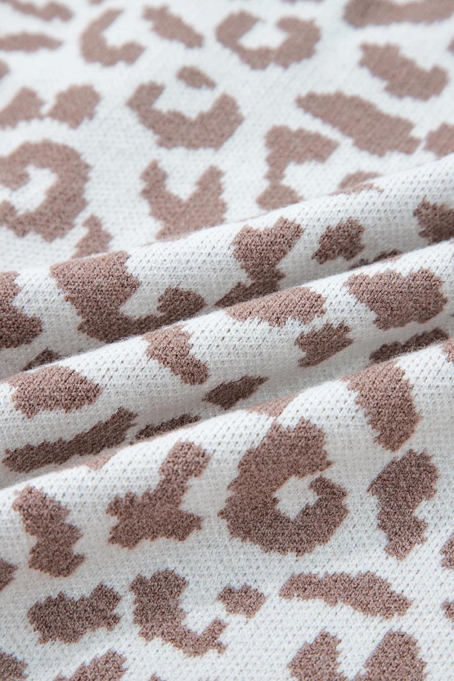 Mujer | Cárdigan De Punto Con Hombros Caídos Y Estampado De Leopardo En Color Caqui