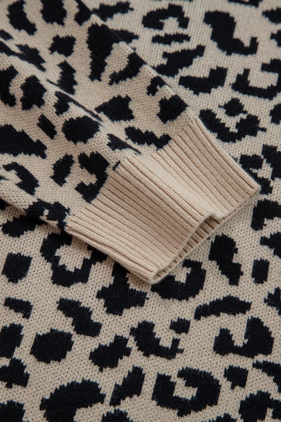 Mujer | Cárdigan De Punto Con Hombros Caídos Y Estampado De Leopardo Negro