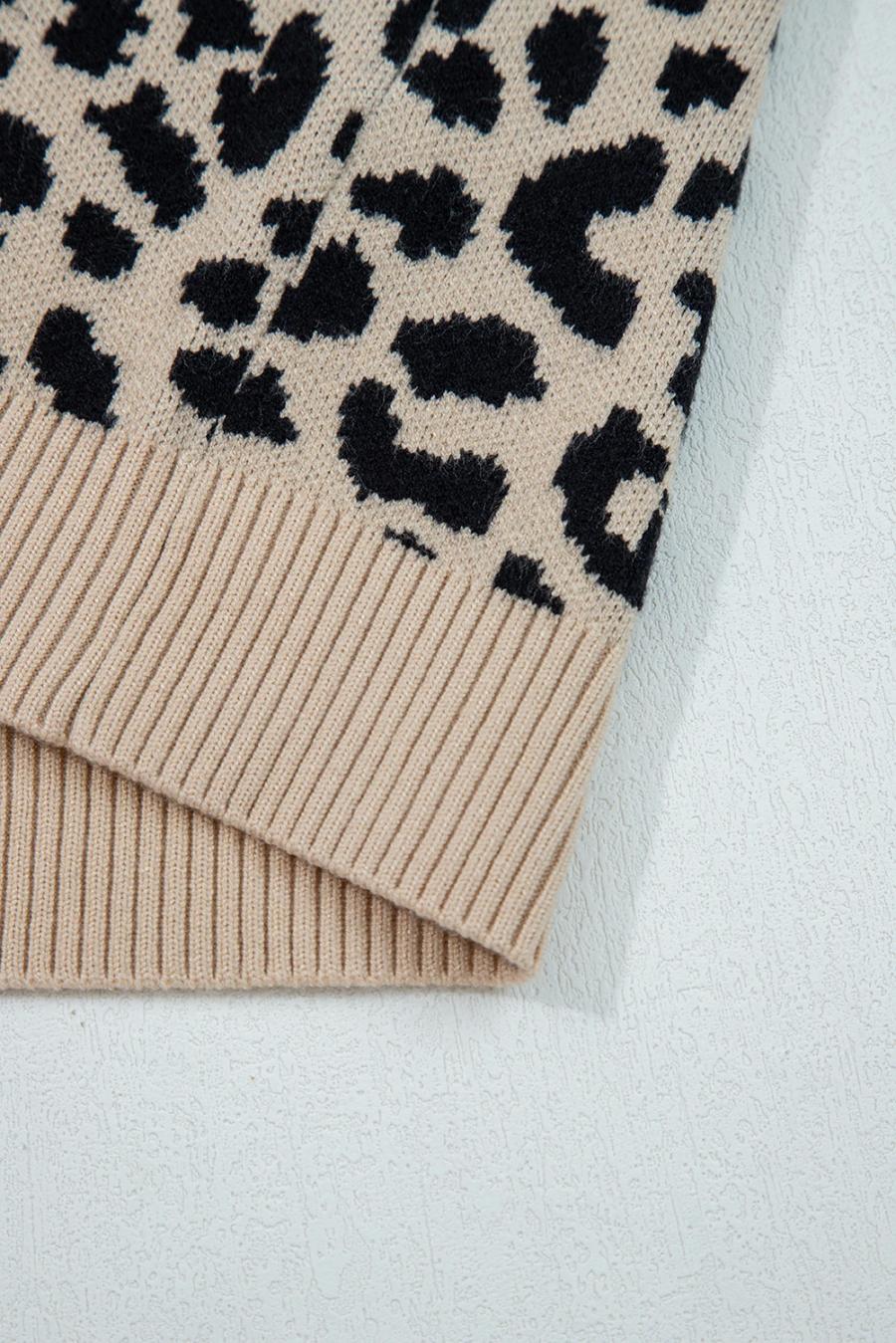 Mujer | Cárdigan De Punto Con Hombros Caídos Y Estampado De Leopardo Negro