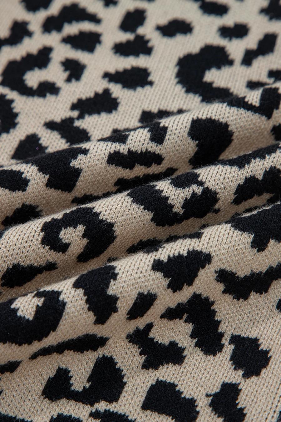 Mujer | Cárdigan De Punto Con Hombros Caídos Y Estampado De Leopardo Negro