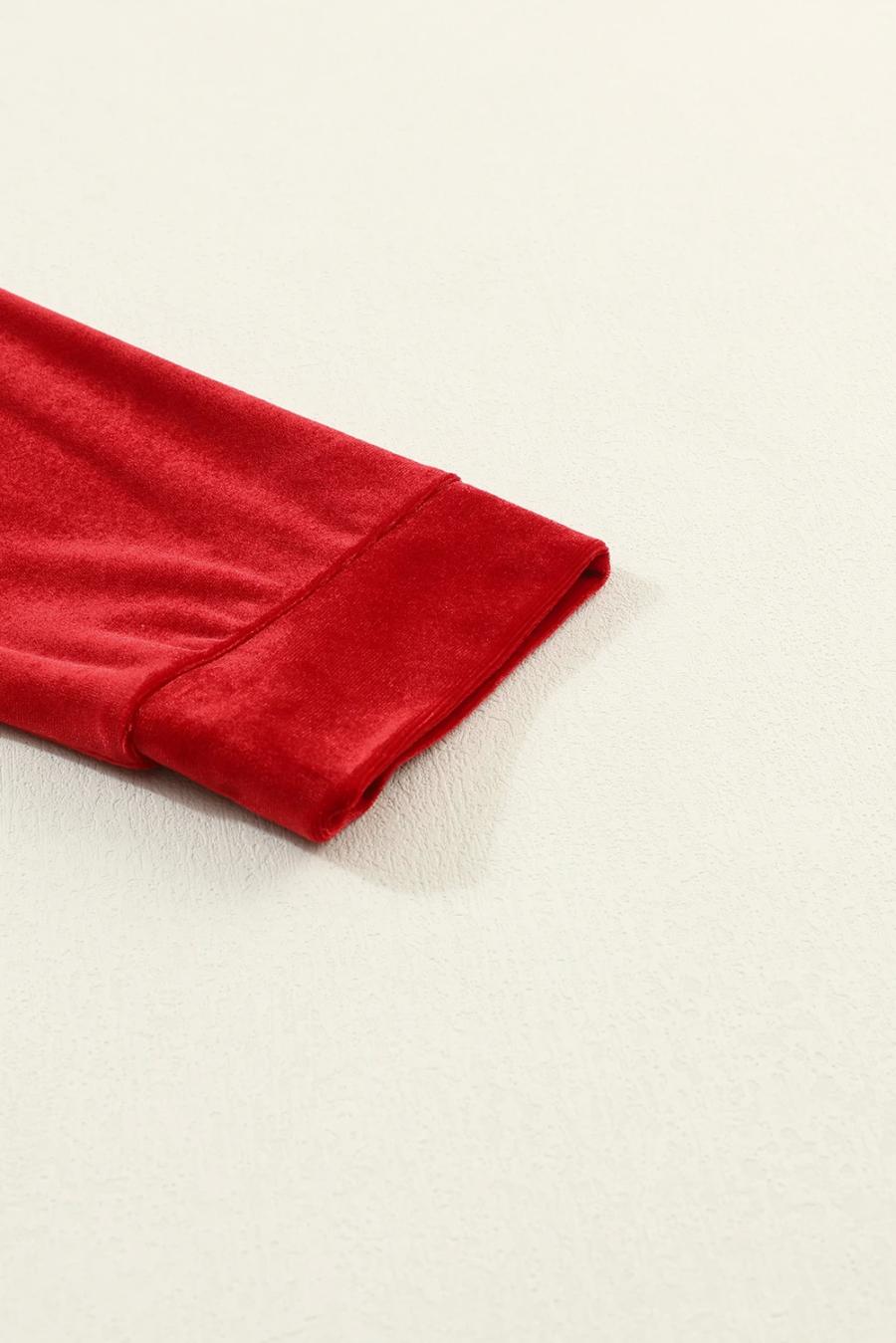 Mujer | Cárdigan Largo Elegante Con Bolsillo Delantero Abierto De Terciopelo Rojo