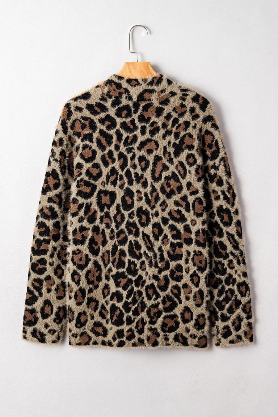 Mujer | Cárdigan Peludo Con Frente Abierto Y Estampado De Leopardo Marrón