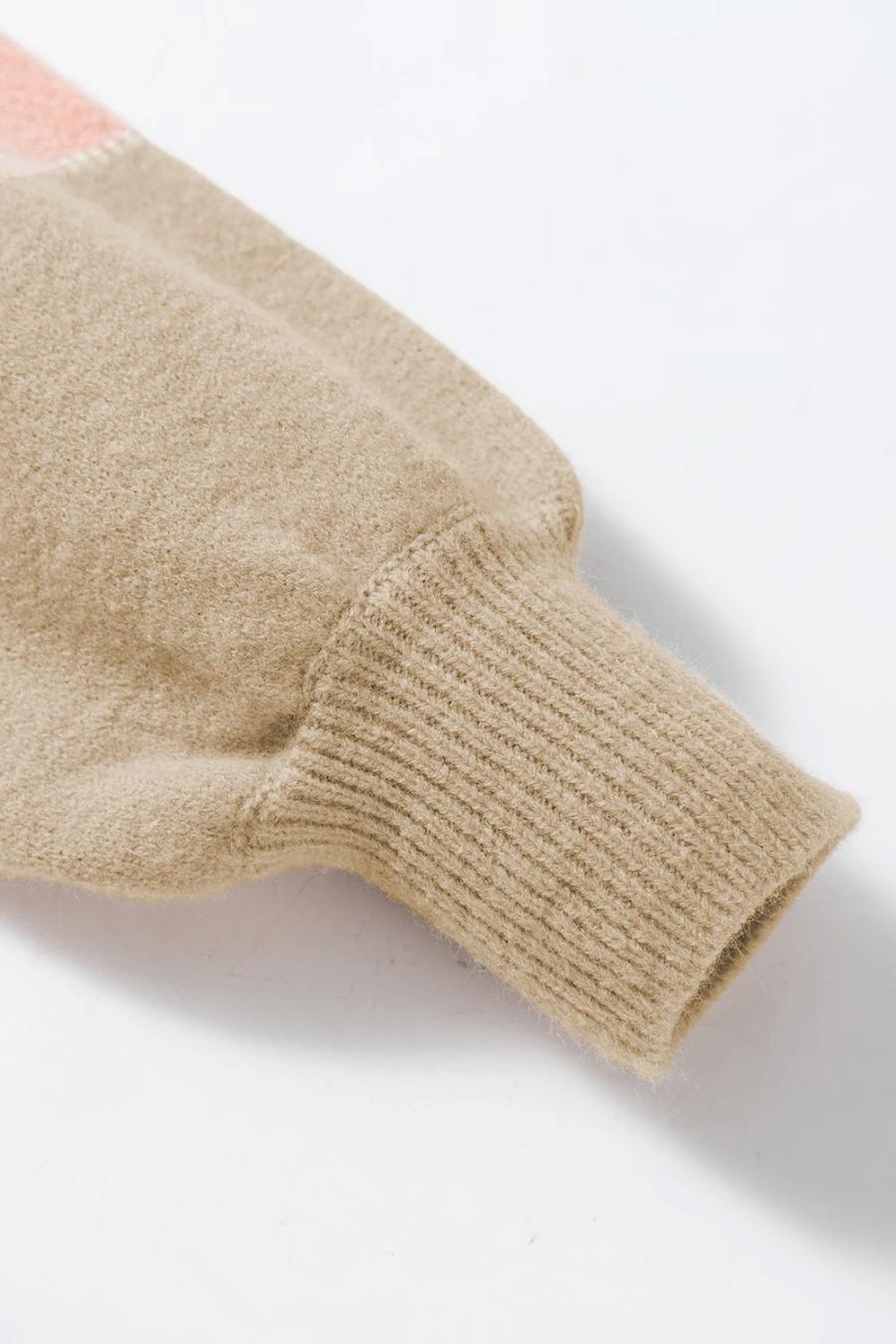 Mujer | Jersey Rosa Polvoriento Con Hombros Caídos Y Manga Farol Con Bloques De Color