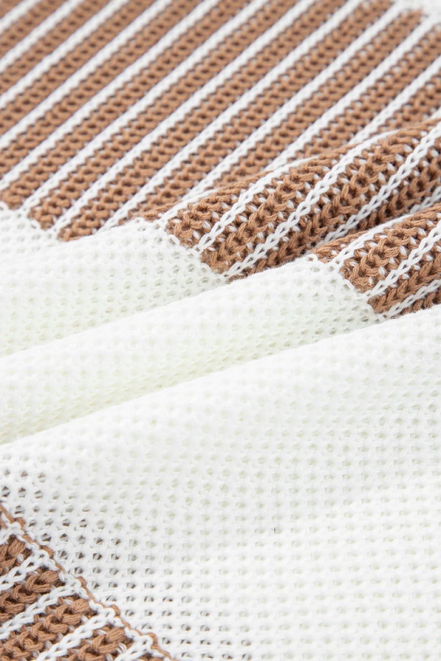 Mujer | Suéter Caqui De Dos Tonos Con Rayas Y Patchwork Y Hombros Caídos