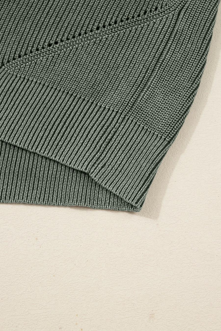 Mujer | Suéter Con Capucha Y Cordón De Punto Acanalado Con Lavado Mineral Verde Niebla