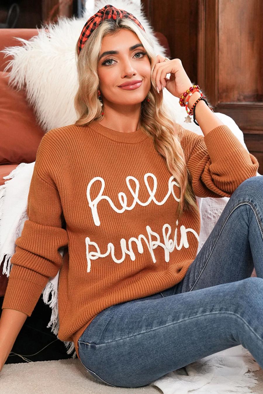 Mujer | Suéter Con Estampado De Flamenco, Hola Y Calabaza