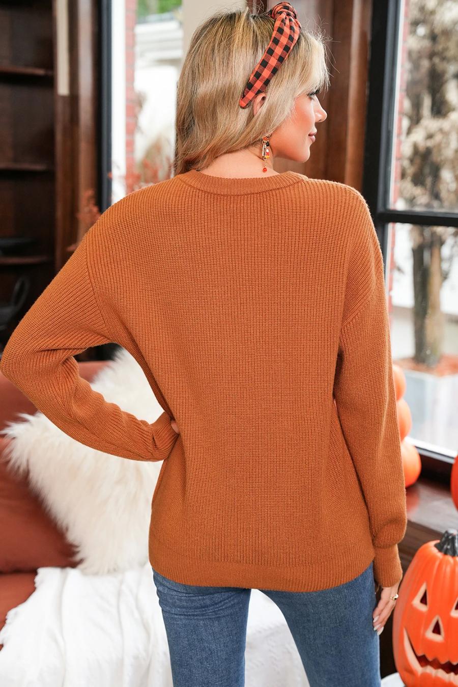 Mujer | Suéter Con Estampado De Flamenco, Hola Y Calabaza