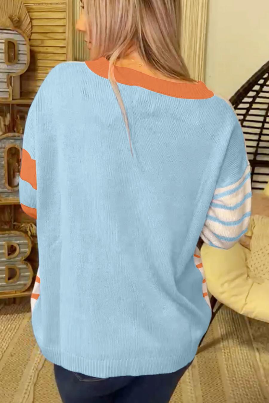 Mujer | Suéter Con Rayas Naranjas Y Bloques De Color