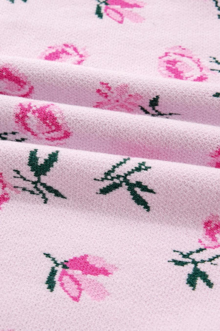 Mujer | Suéter Corto Con Hombros Caídos Y Estampado Floral Delicado