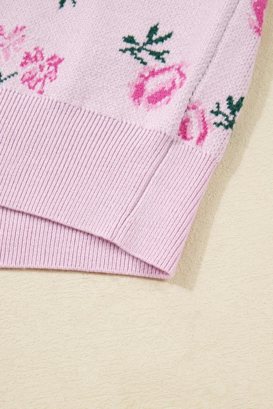 Mujer | Suéter Corto Con Hombros Caídos Y Estampado Floral Delicado