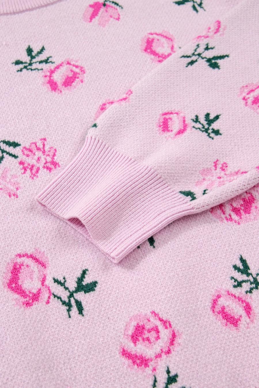 Mujer | Suéter Corto Con Hombros Caídos Y Estampado Floral Delicado