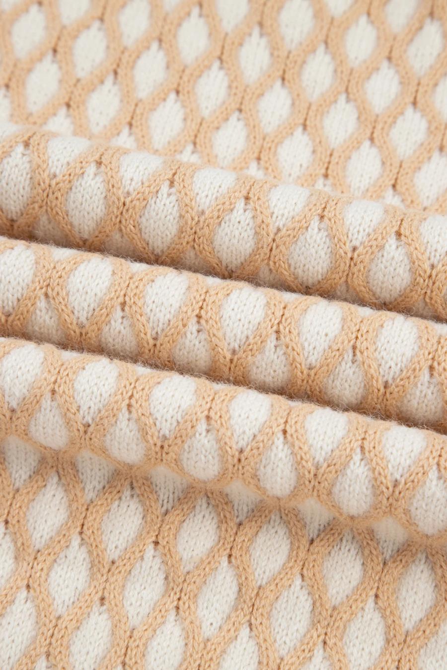 Mujer | Suéter De Cuello Alto De Punto Texturizado A Cuadros Gris Humo