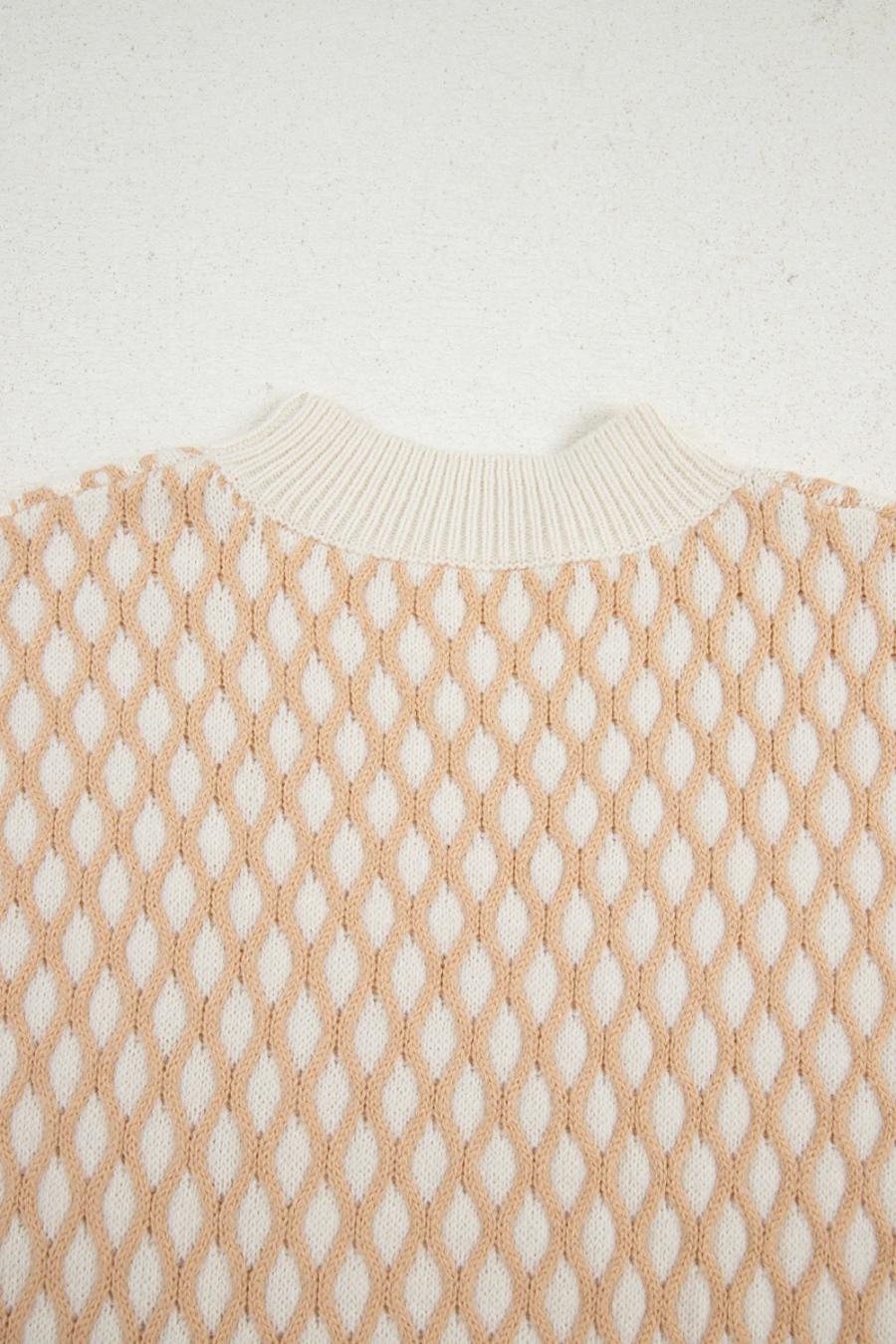 Mujer | Suéter De Cuello Alto De Punto Texturizado A Cuadros Gris Humo