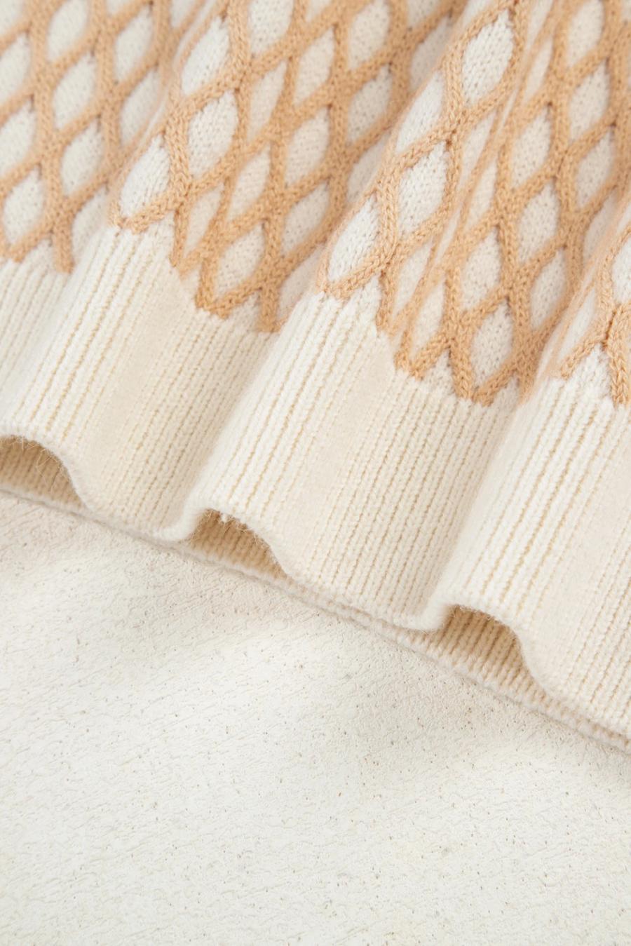 Mujer | Suéter De Cuello Alto De Punto Texturizado A Cuadros Gris Humo