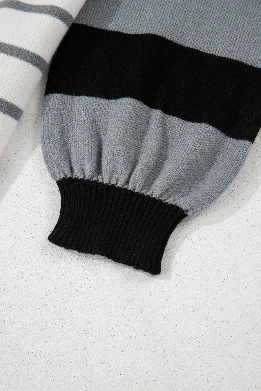 Mujer | Suéter Gris Con Rayas Y Bloques De Color