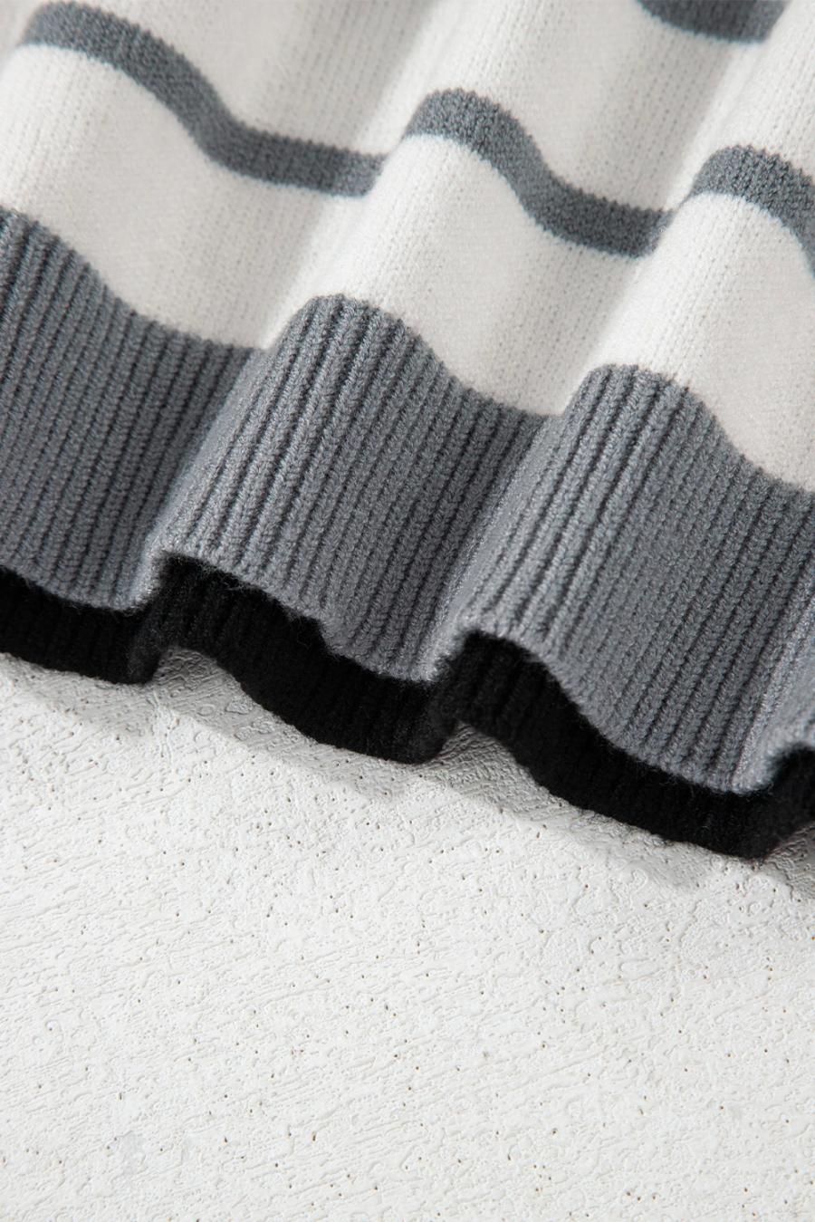 Mujer | Suéter Gris Con Rayas Y Bloques De Color