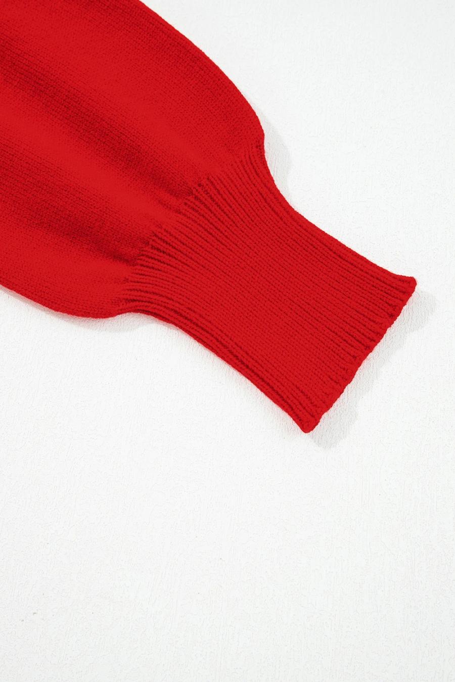 Mujer | Suéter Navideño De Cuello Alto Con Estampado De Copos De Nieve En Rojo Intenso