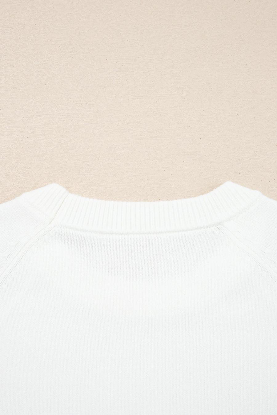 Mujer | Suéter Navideño De Manga Raglán Con Estampado De Letras Merry En Blanco