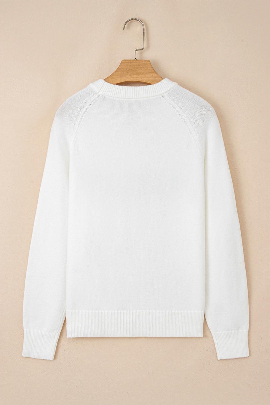 Mujer | Suéter Navideño De Manga Raglán Con Estampado De Letras Merry En Blanco