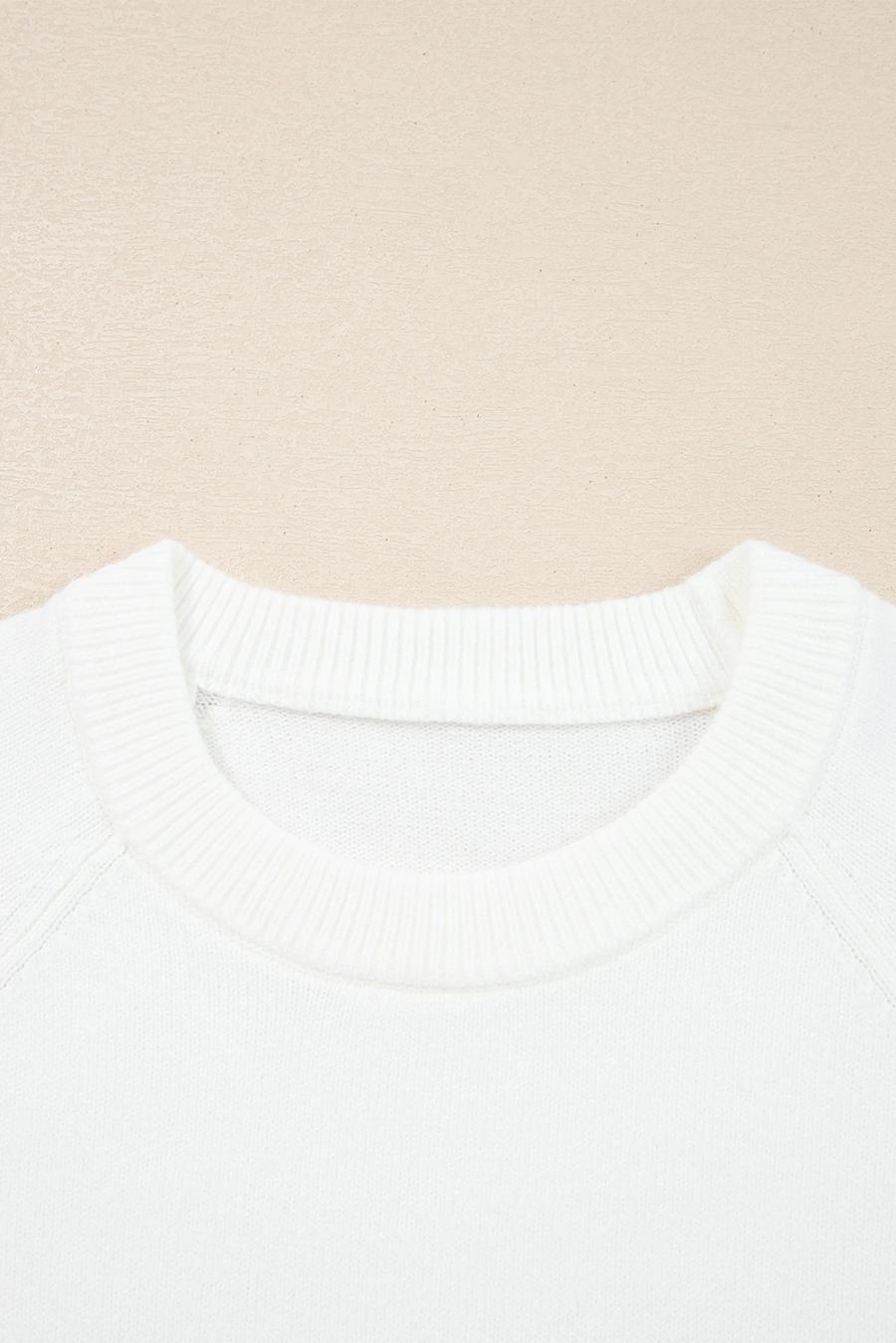 Mujer | Suéter Navideño De Manga Raglán Con Estampado De Letras Merry En Blanco