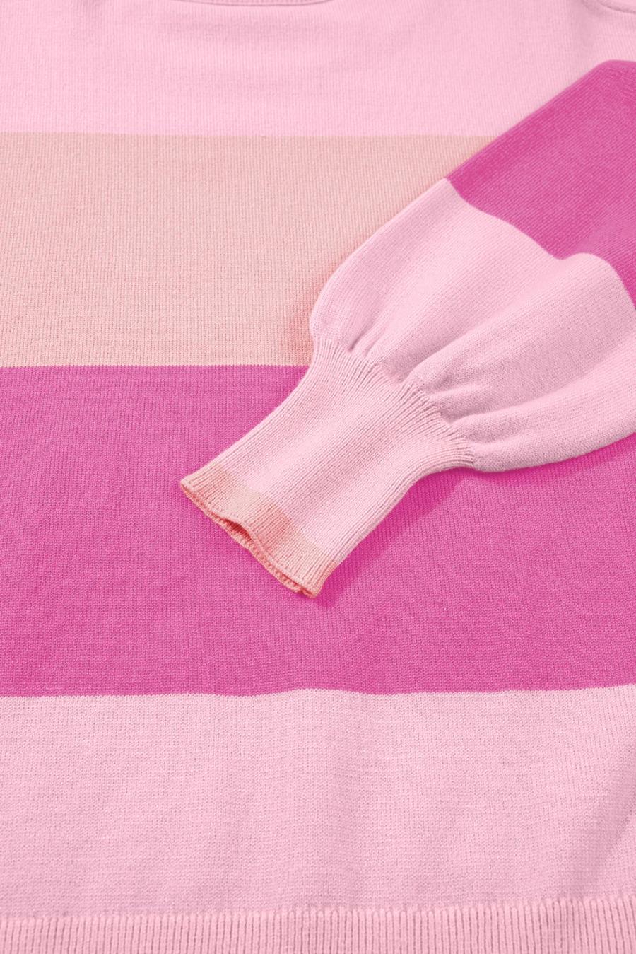 Mujer | Suéter Rosa Holly Jolly Con Cuello Redondo Y Lentejuelas En Bloques De Color