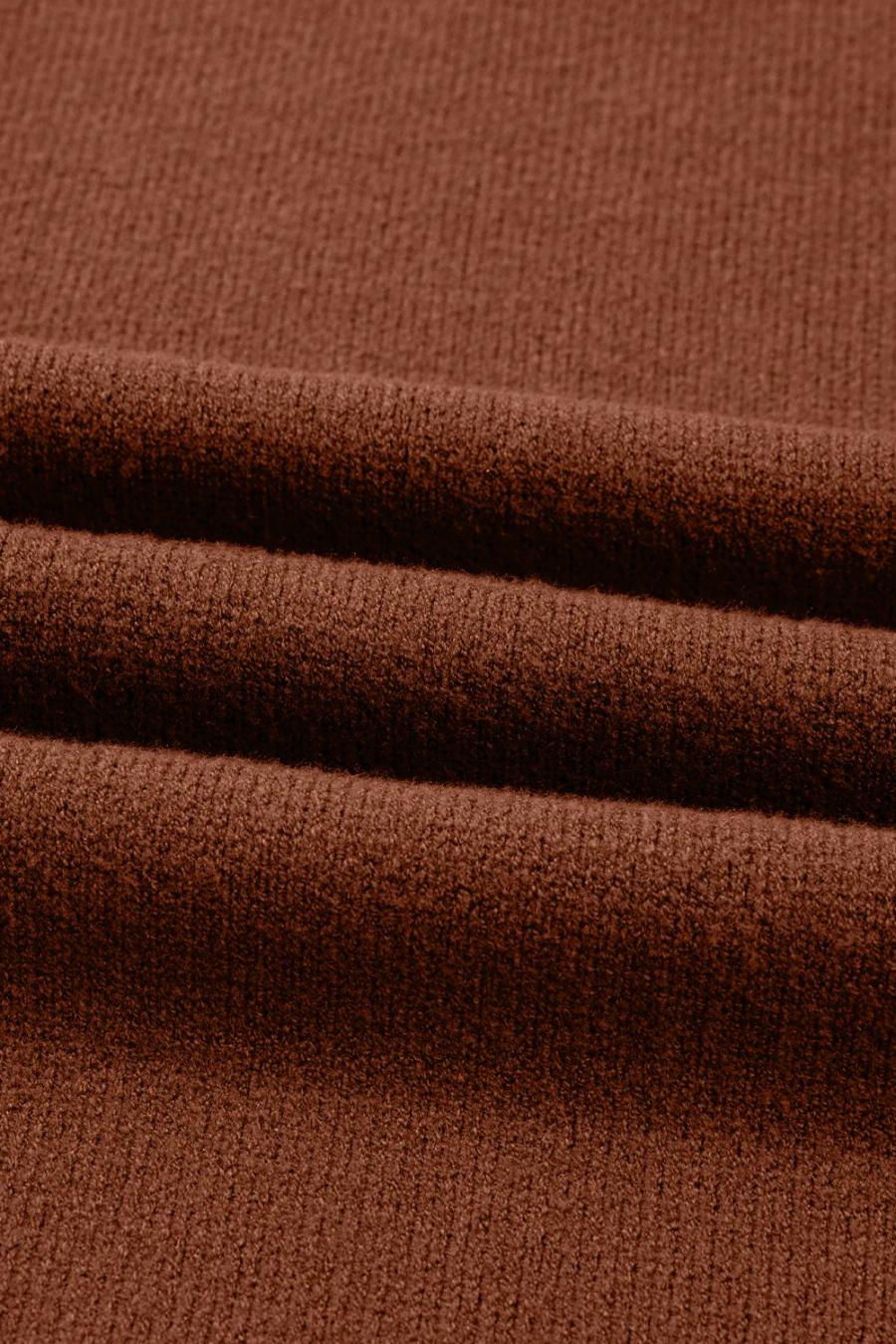 Mujer | Vestido Estilo Suéter Recto Con Cuello Alto, Bolsillos Delanteros Y Costura Central Acanalados En Color Castaño